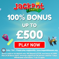 Jackpot Fruity Casino Sign Up Bonus Banner